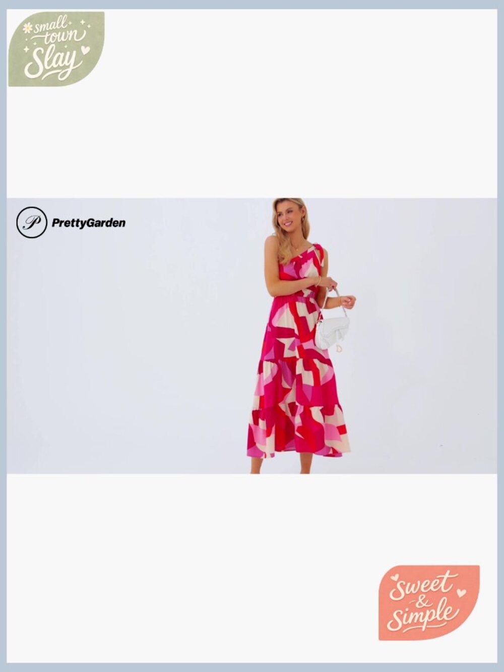 One Shoulder Maxi Dress Floral Tiered Boho Ruffled Swing Sun Dress - Picture 7 of 7